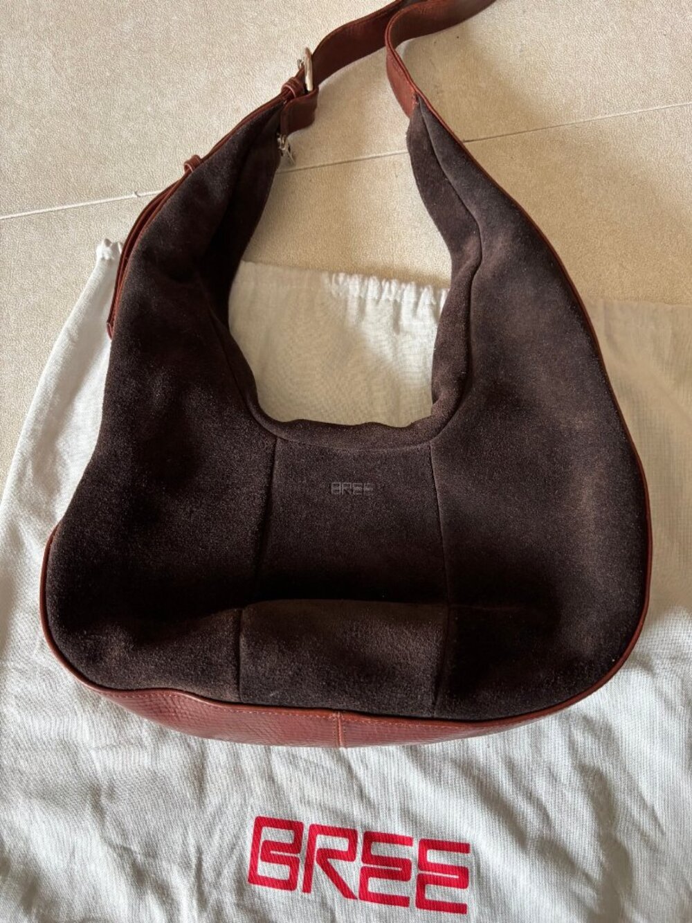 Bree Brown Suede and  Leather Shoulder Bag